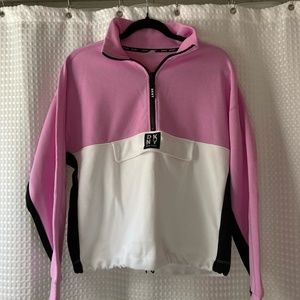 DKNY pink, black, and white jacket with front pocket